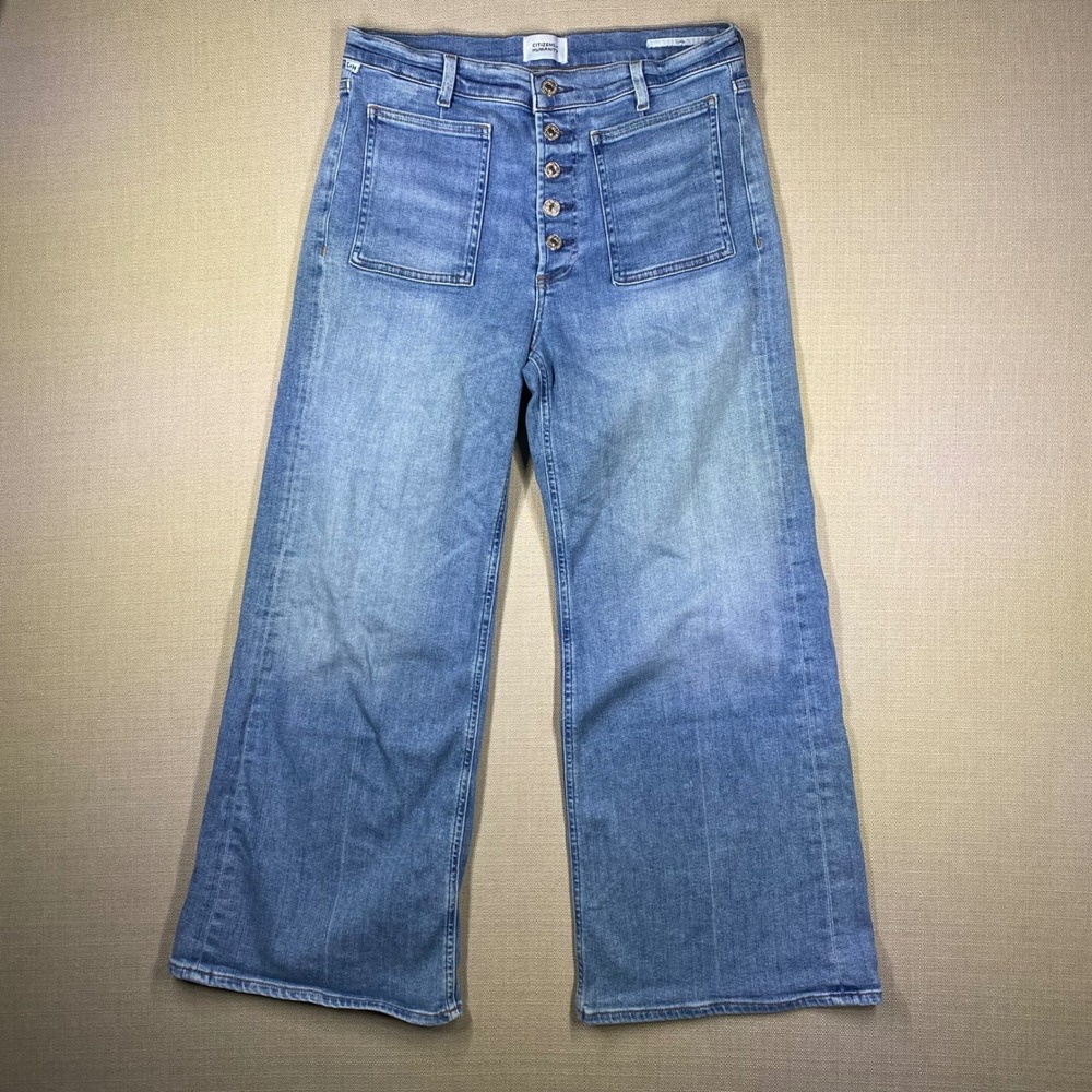 Citizens of Humanity Lyra Wide Leg Jeans Blue Button Fly Size 28 2202-1591